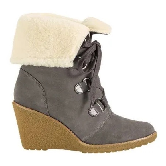 Cole Haan Waterproof Shearling Wedge Booties size 7B - Picture 1 of 16